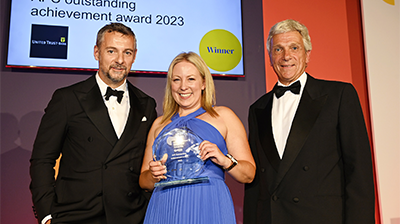 Summer Awards 2023 Louise McIntosh receiving Outstanding Achievement Award